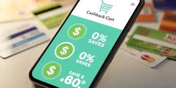 Instant cashback app on smartphone screen with blurred loyalty cards in background