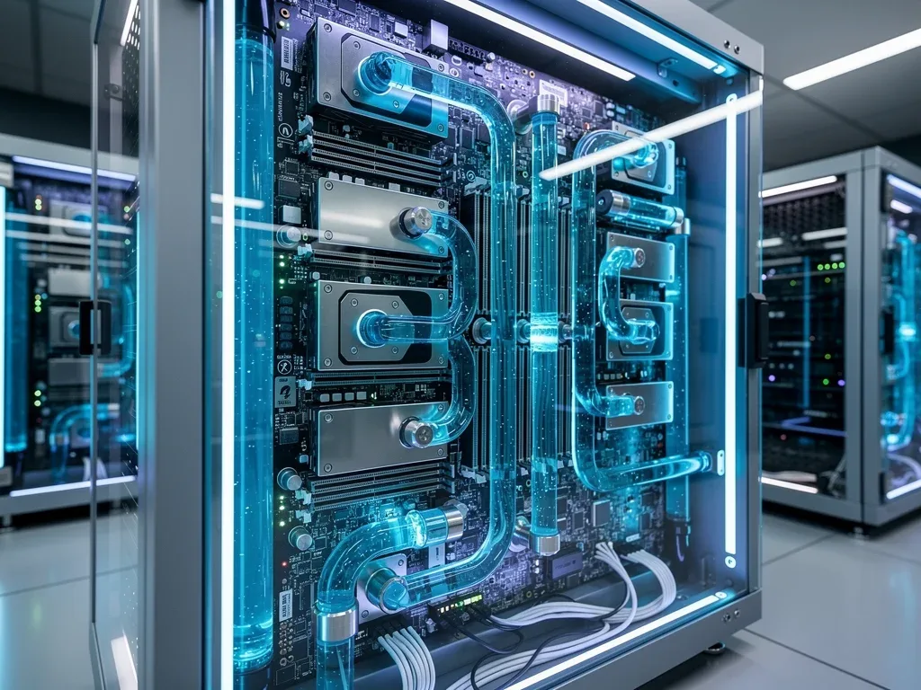 Advanced direct-to-chip liquid cooling system in a Tier-4 data center.