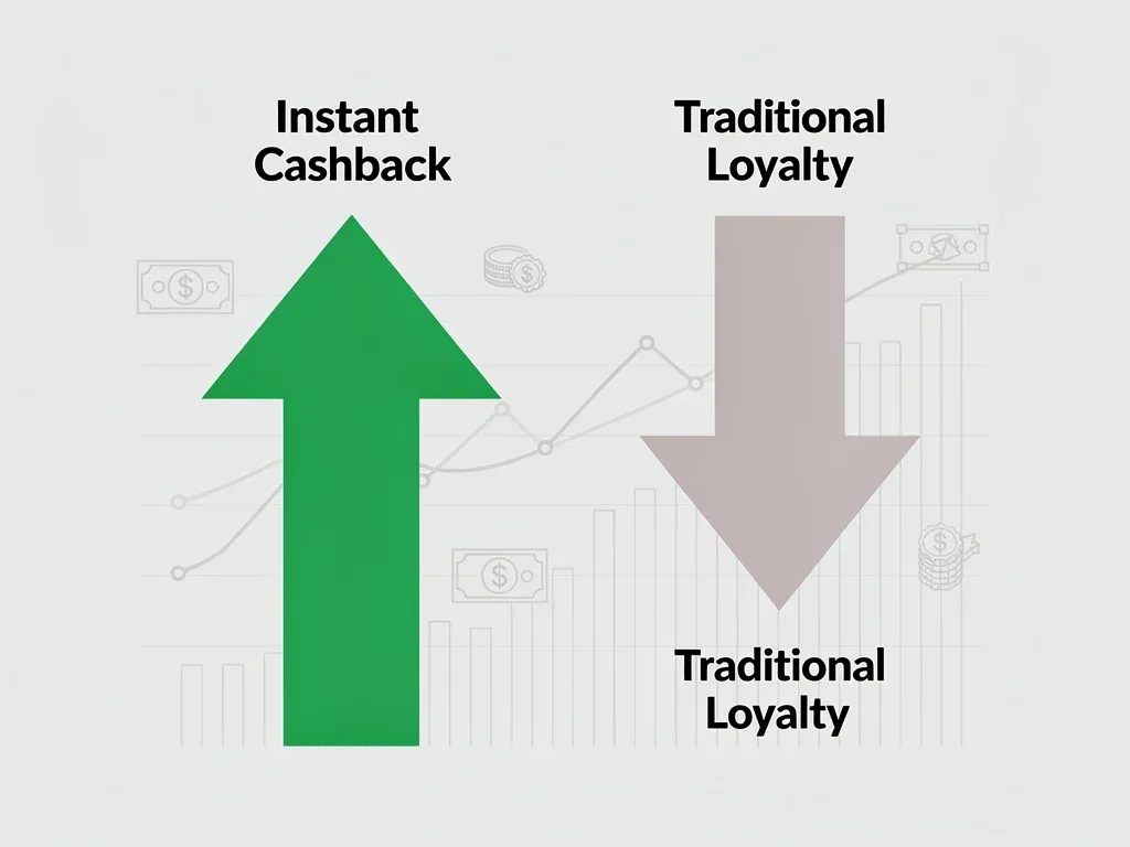 Graphic showing consumer shift from traditional loyalty to instant cashback