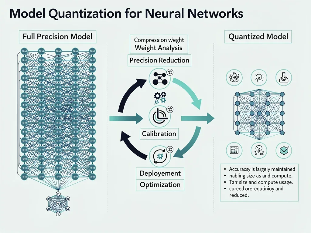 Infographic illustrating the process of model quantization for efficient on-device AI.