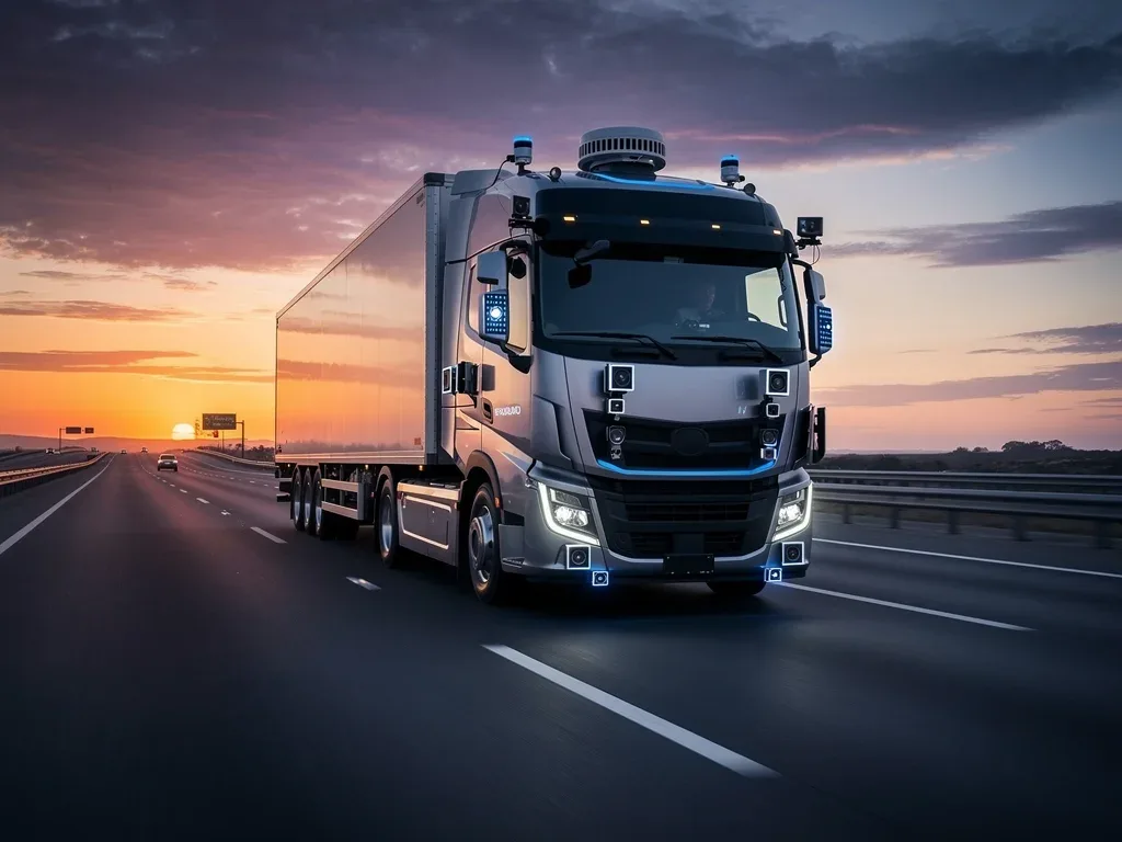 Level 4 autonomous freight truck on highway