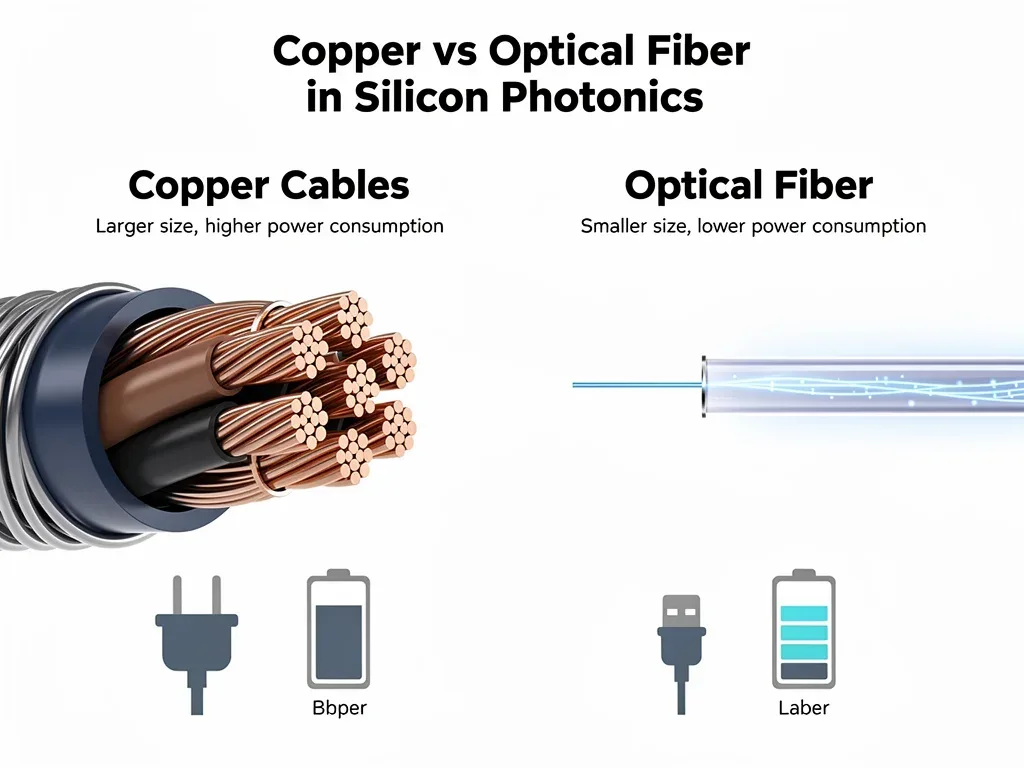 Comparison of copper cables versus optical fibers for data transmission