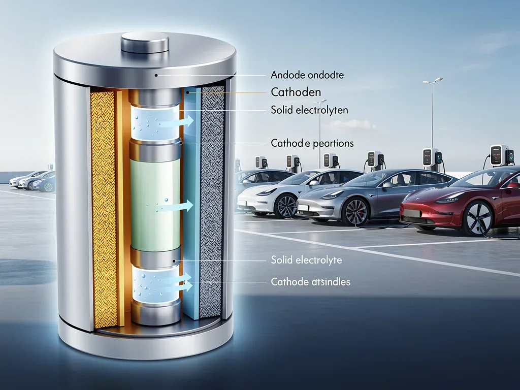 Advanced solid-state EV battery powering a future electric fleet