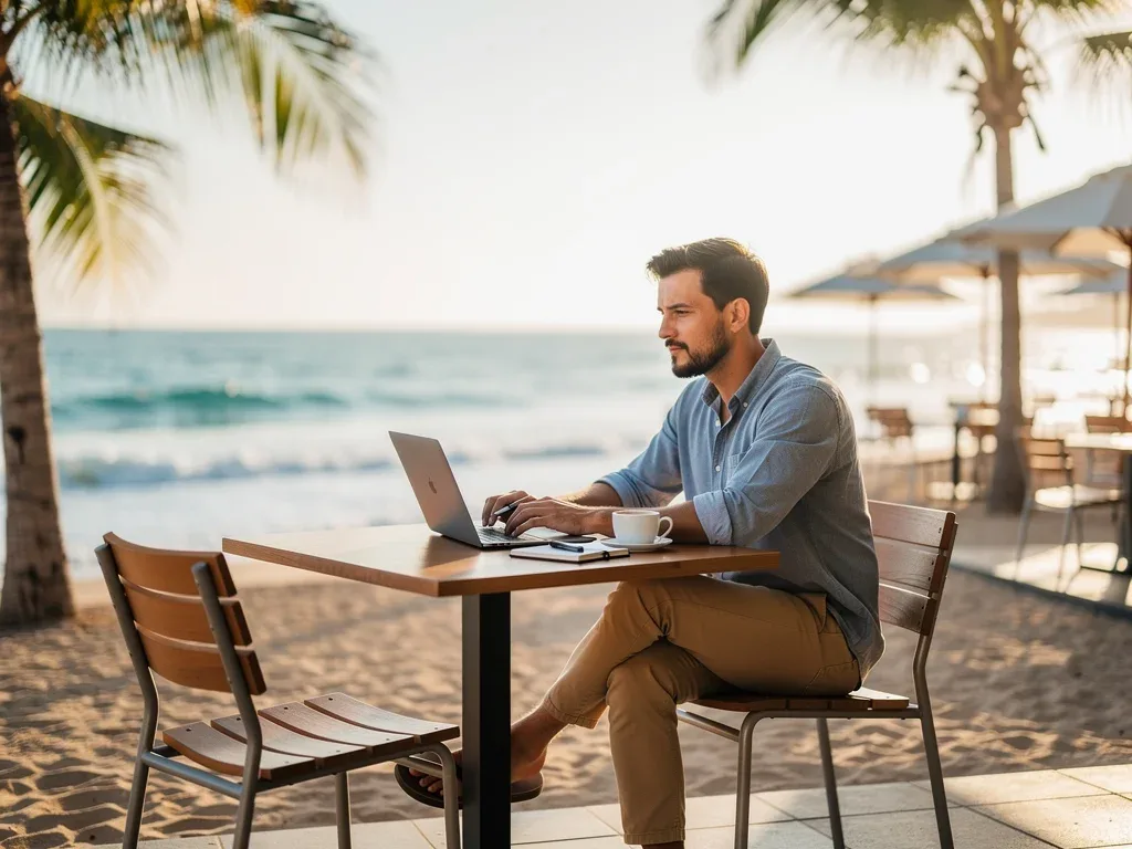 Remote worker enjoying work-life balance during a micro-retirement
