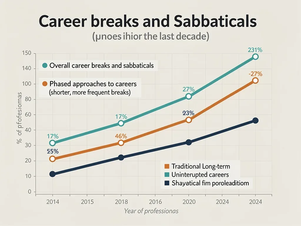 Graph showing increasing trend of phased sabbaticals and career breaks