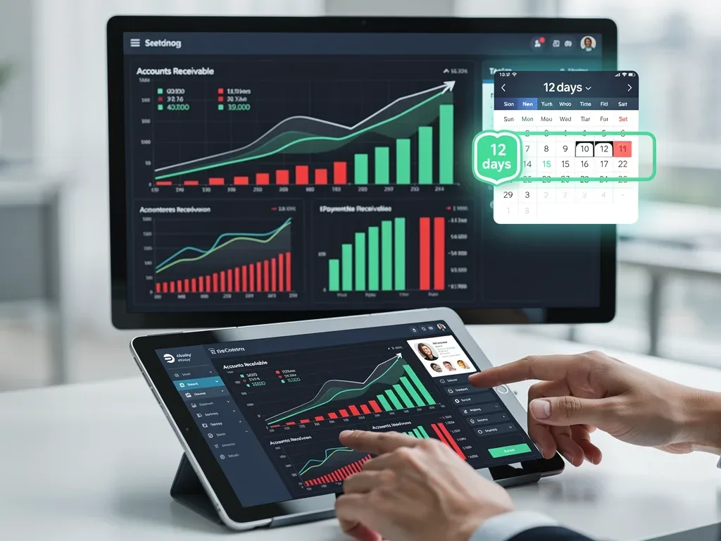 Financial dashboard showing optimized accounts receivable and reduced Days Sales Outstanding