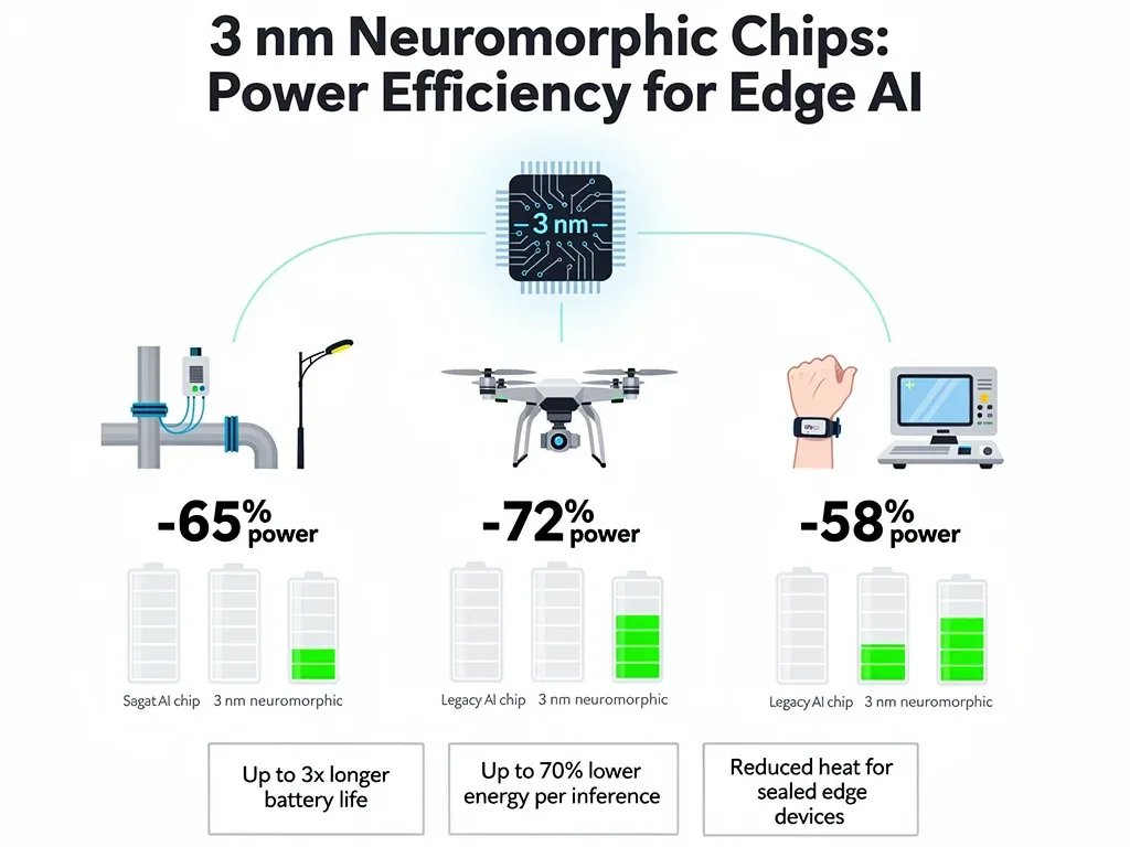 Power consumption reduction in edge AI with 3nm neuromorphic chips
