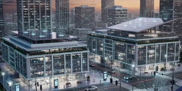 Ambient IoT sensors integrated into a futuristic smart city infrastructure, showcasing battery-free operation and vast network scale.