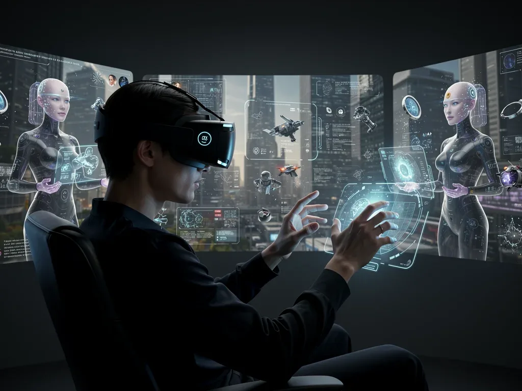 User experiencing immersive 12K volumetric video in a VR headset with low latency.