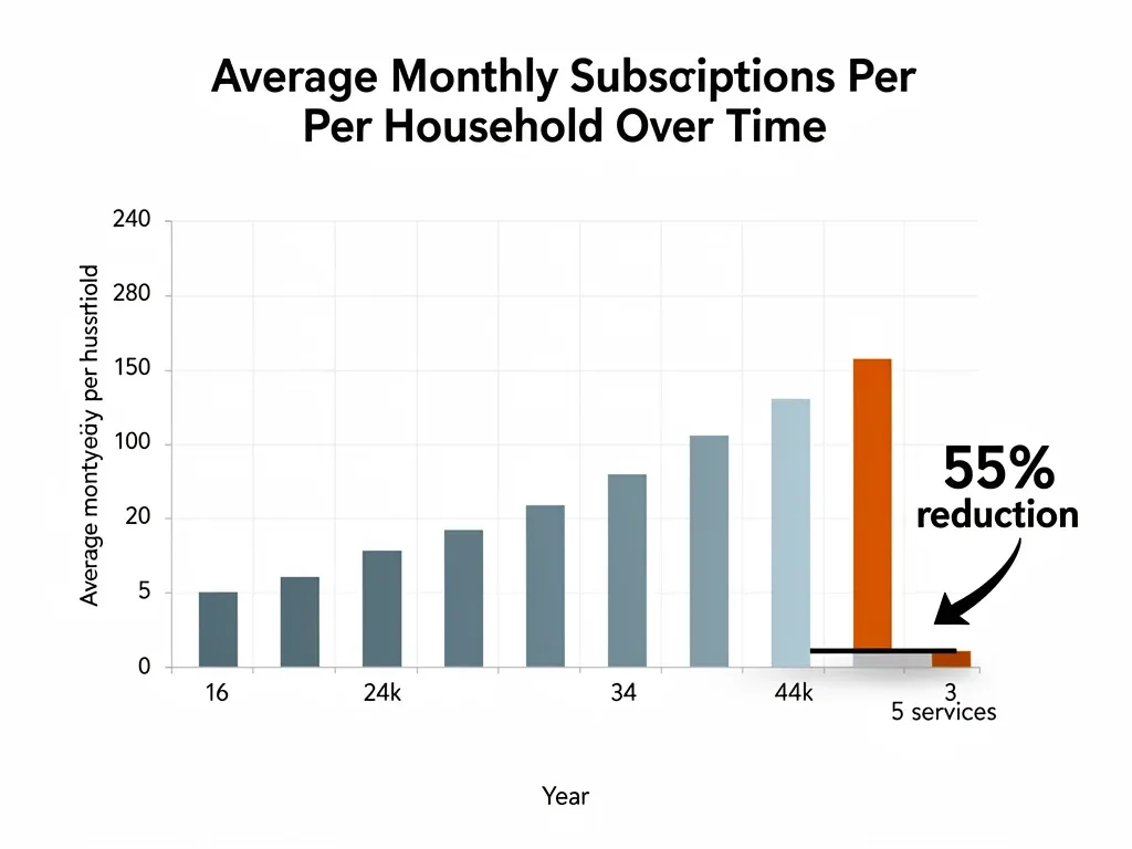 Bar chart showing declining household subscription numbers due to fatigue.