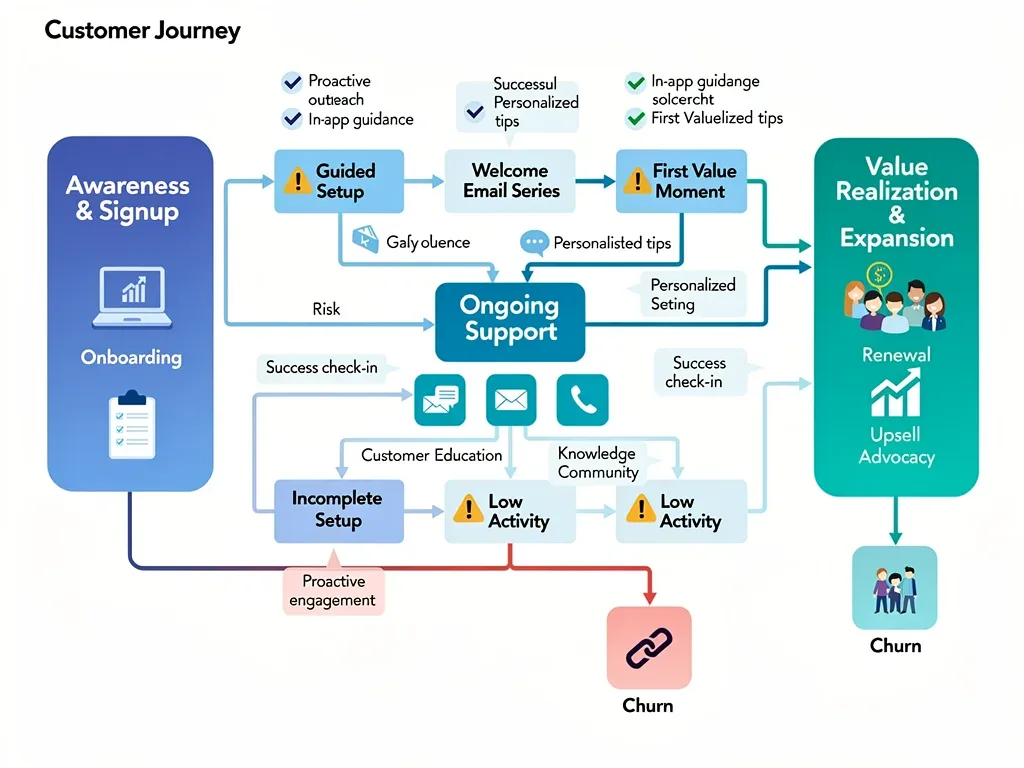Customer journey map for SaaS churn prevention