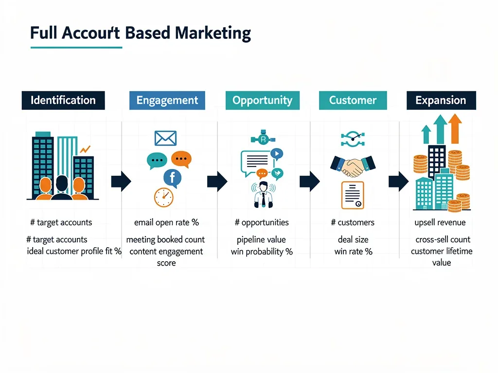 Stages of an account-based marketing funnel infographic