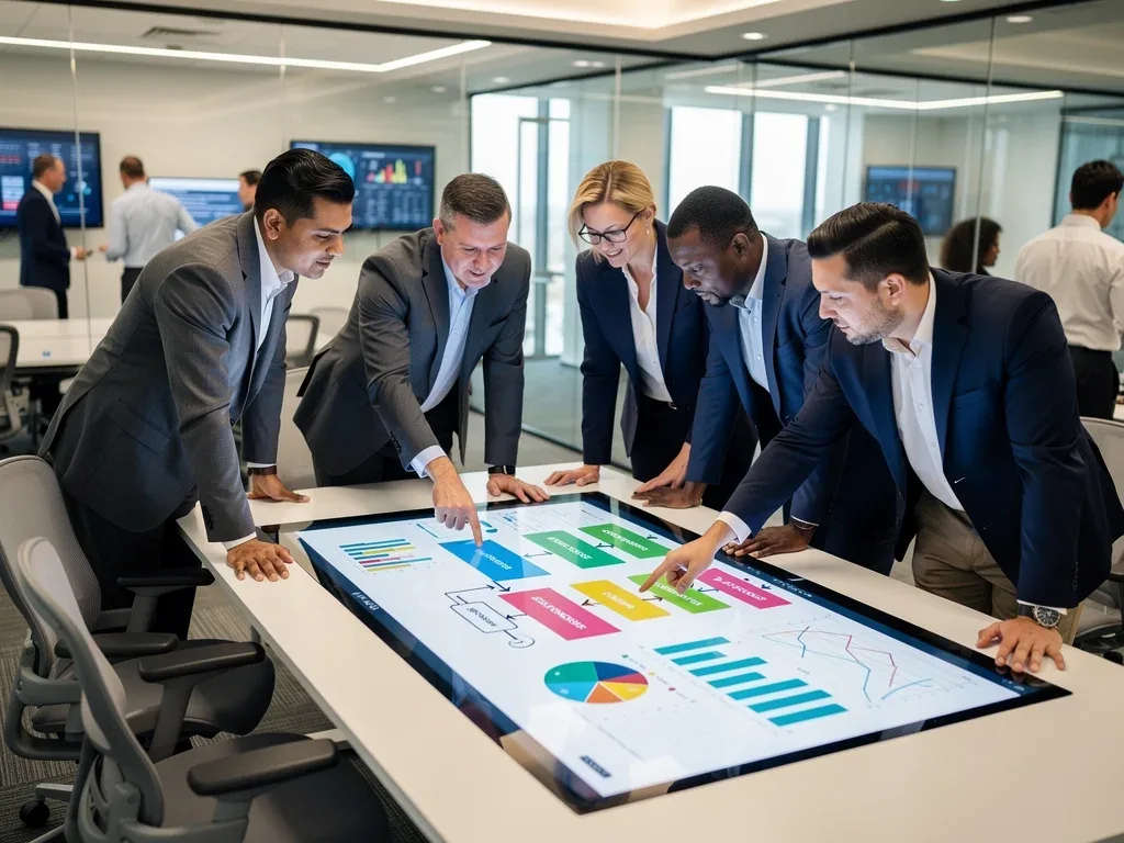 Team optimizing business processes for growth