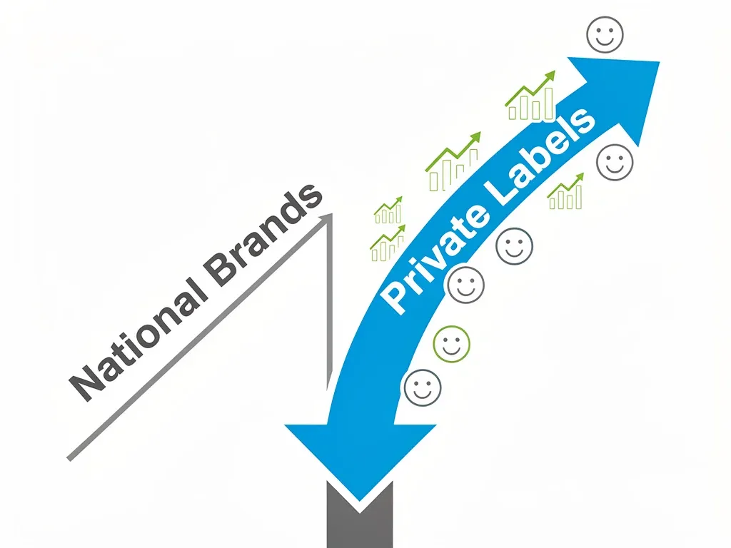 Infographic illustrating the growing market share of private label brands.