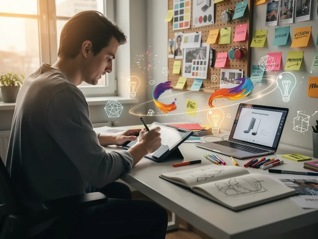 Person engaged in creative work, illustrating advanced creativity