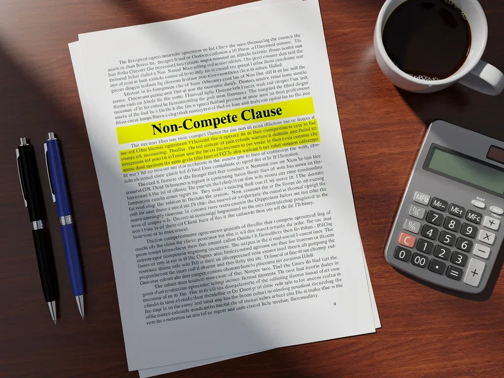 Legal document detailing non-compete clause implications