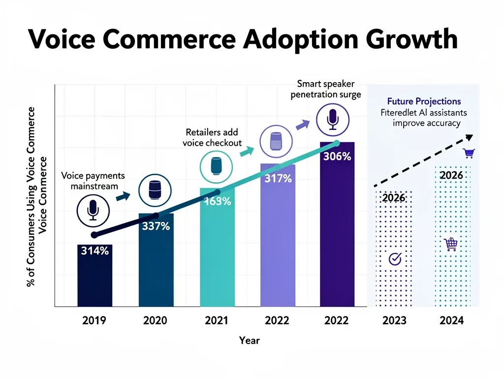 Infographic showing voice commerce market growth and adoption rates