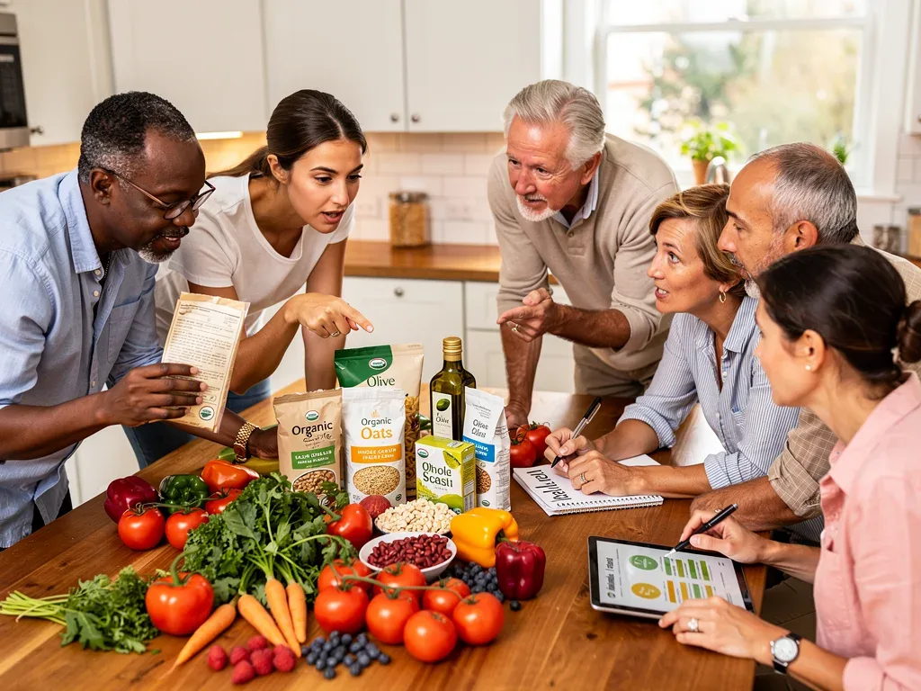 Consumers discussing healthy food choices and ingredient preferences.