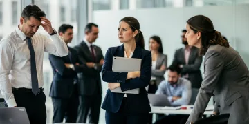 Professionals navigating return-to-office mandates, showcasing a standoff between corporate policy and employee preferences.