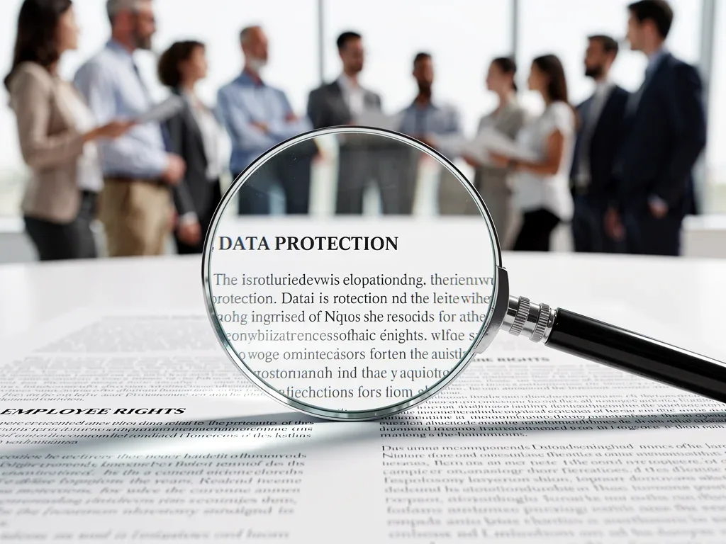 Legal document detailing employee data protection regulations and compliance