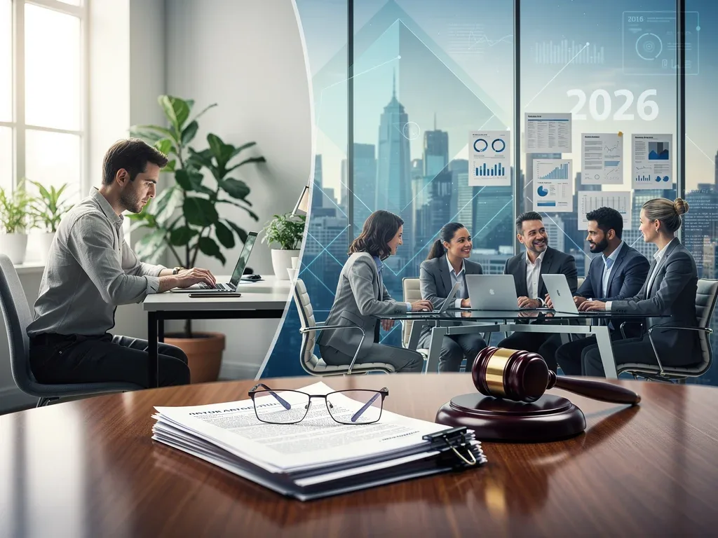 Illustration of labor law changes affecting freelancers and agencies in 2026
