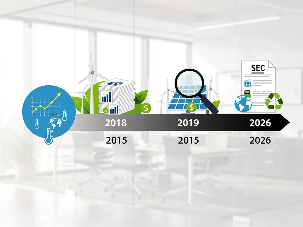 Timeline illustrating SEC climate disclosure requirements leading to 2026
