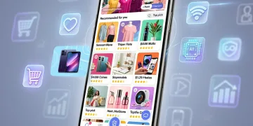 Hyper-personalized in-app ad feeds on a smartphone screen within a dynamic e-commerce environment.