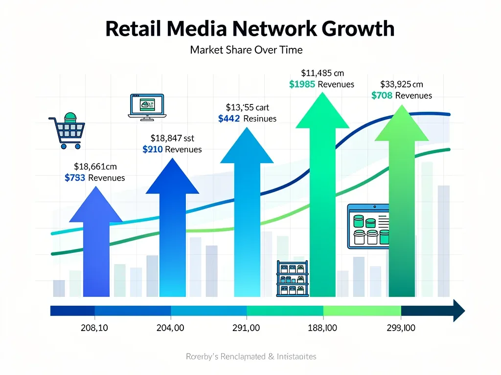 Growth chart of retail media network investments and market expansion.