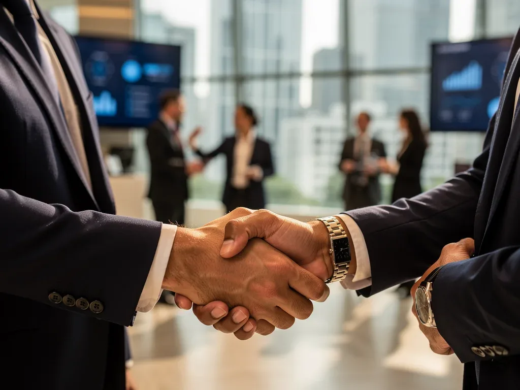 Business handshake symbolizing executive retention and commitment