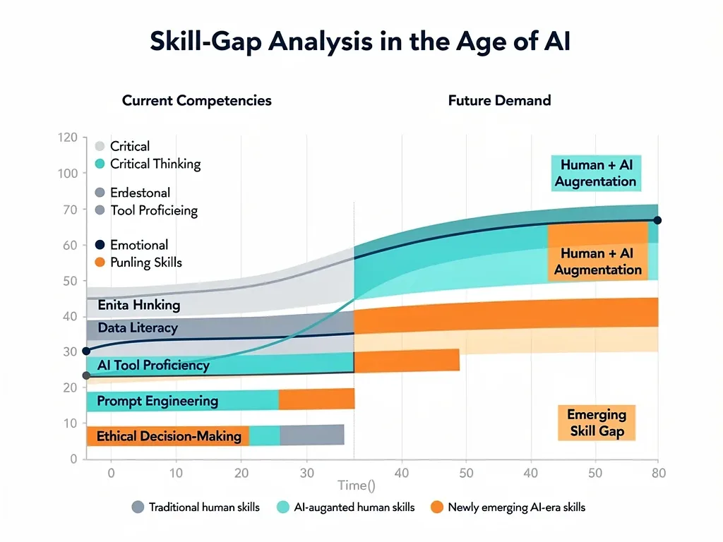 Skill gap analysis chart illustrating the impact of AI on workforce competencies.
