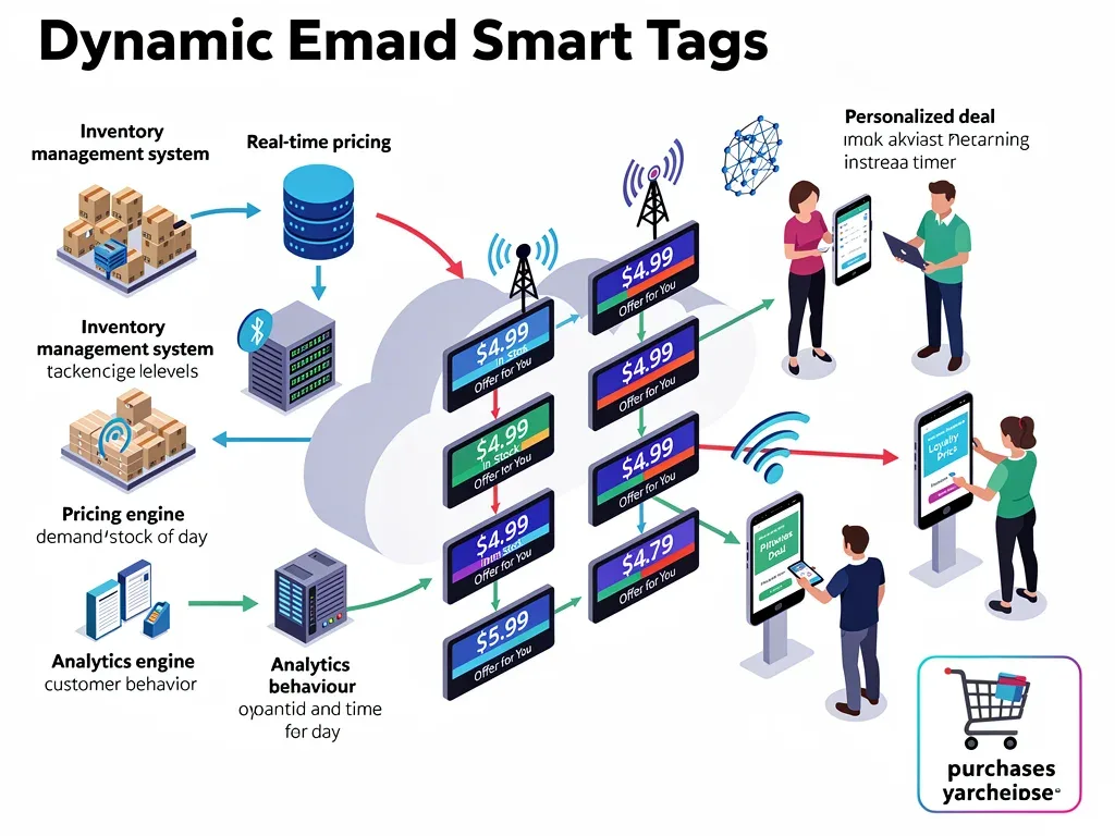 Technology and data flow of dynamic smart tags in retail